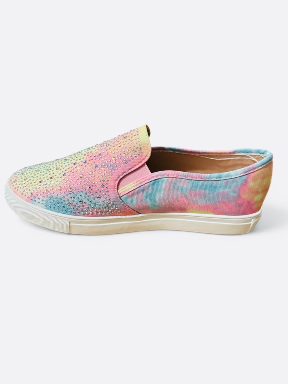 La Sheelah Pink Tie Dye Rhinestone Iridescent Slip-On Sneakers - Picture 5 of 10